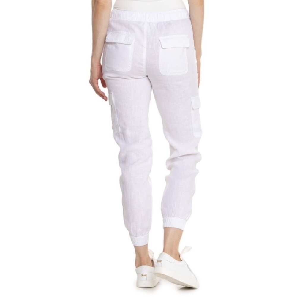 Nicole Miller New York Cargo Pocket Joggers 100% Linen Sz M - Picture 2 of 11